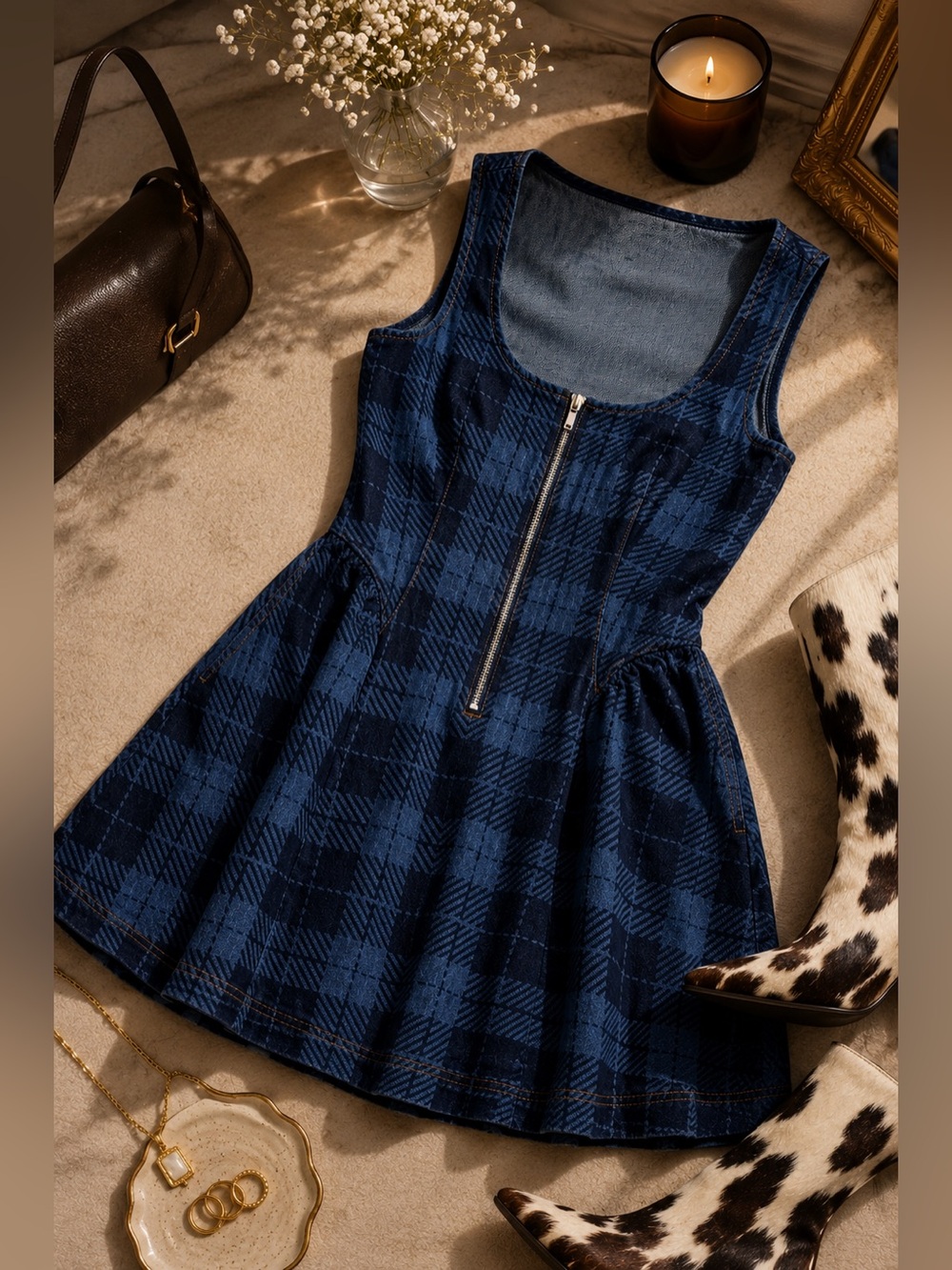 Avec Les Filles Denim Mini Dress